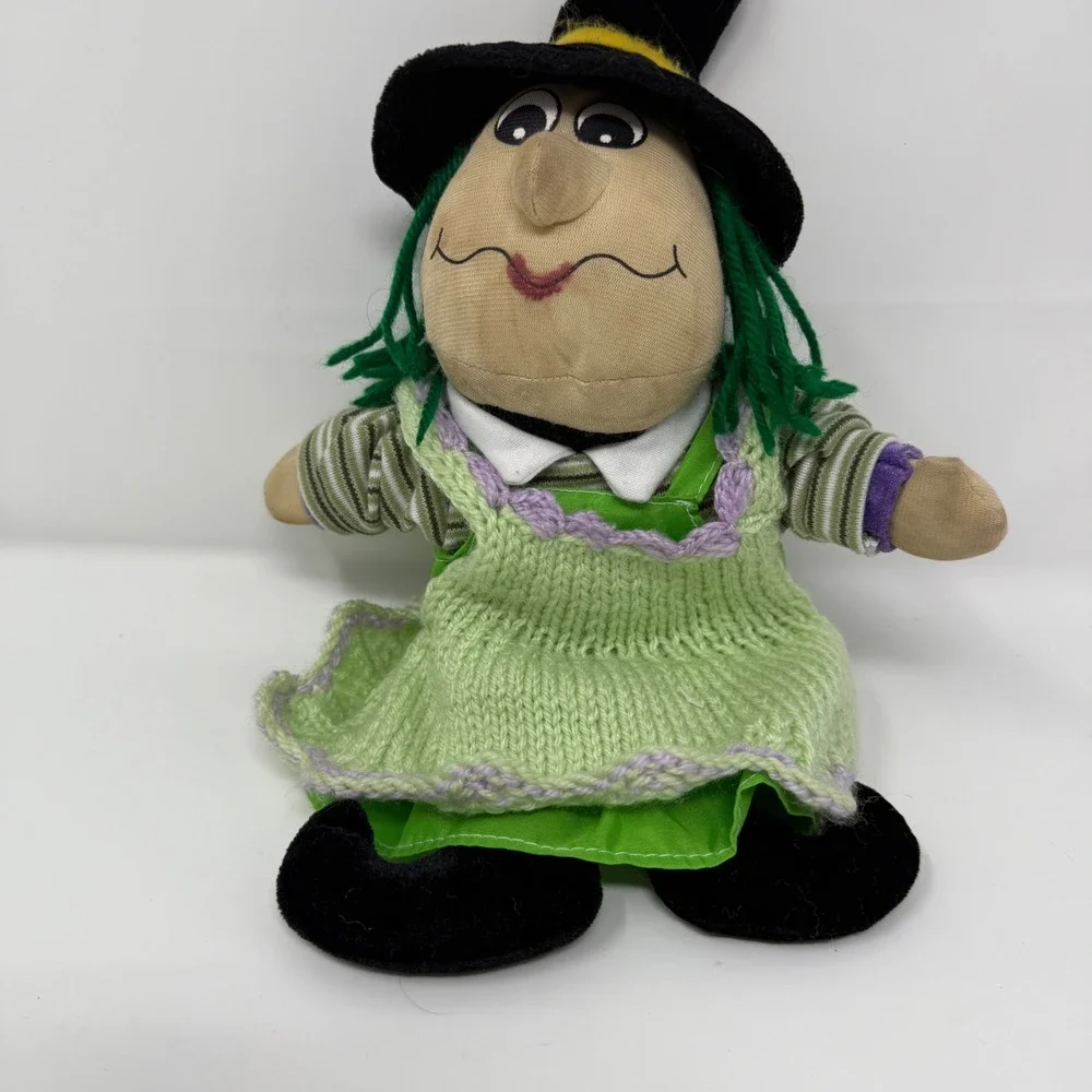 Halloween Witch Plush Doll Green Dress‎ Black Hat Stuffed Animal Toy